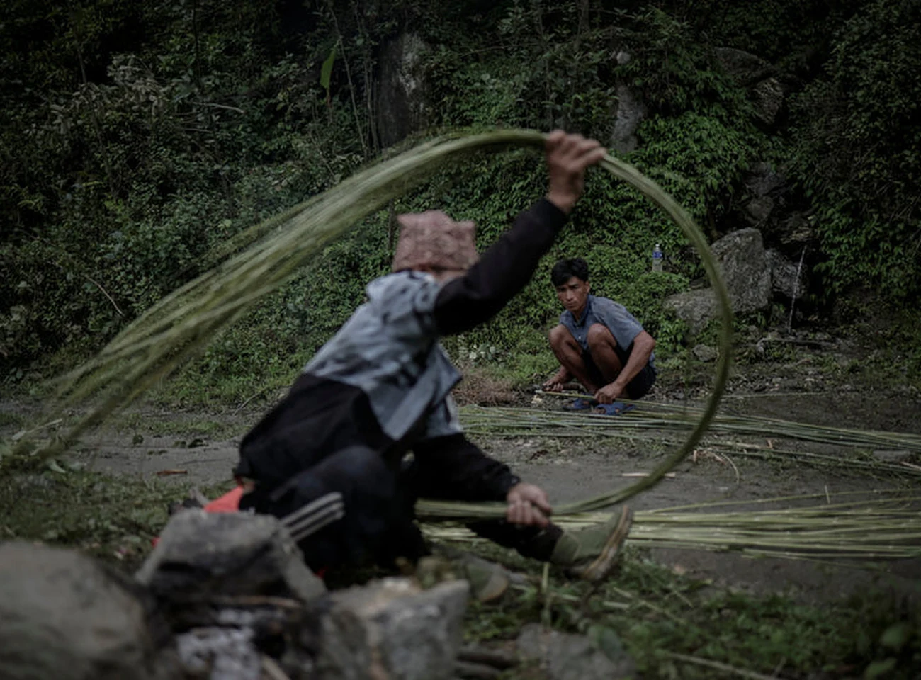 Handmade rope used by Nepal honey hunters before a cliff honey harvest